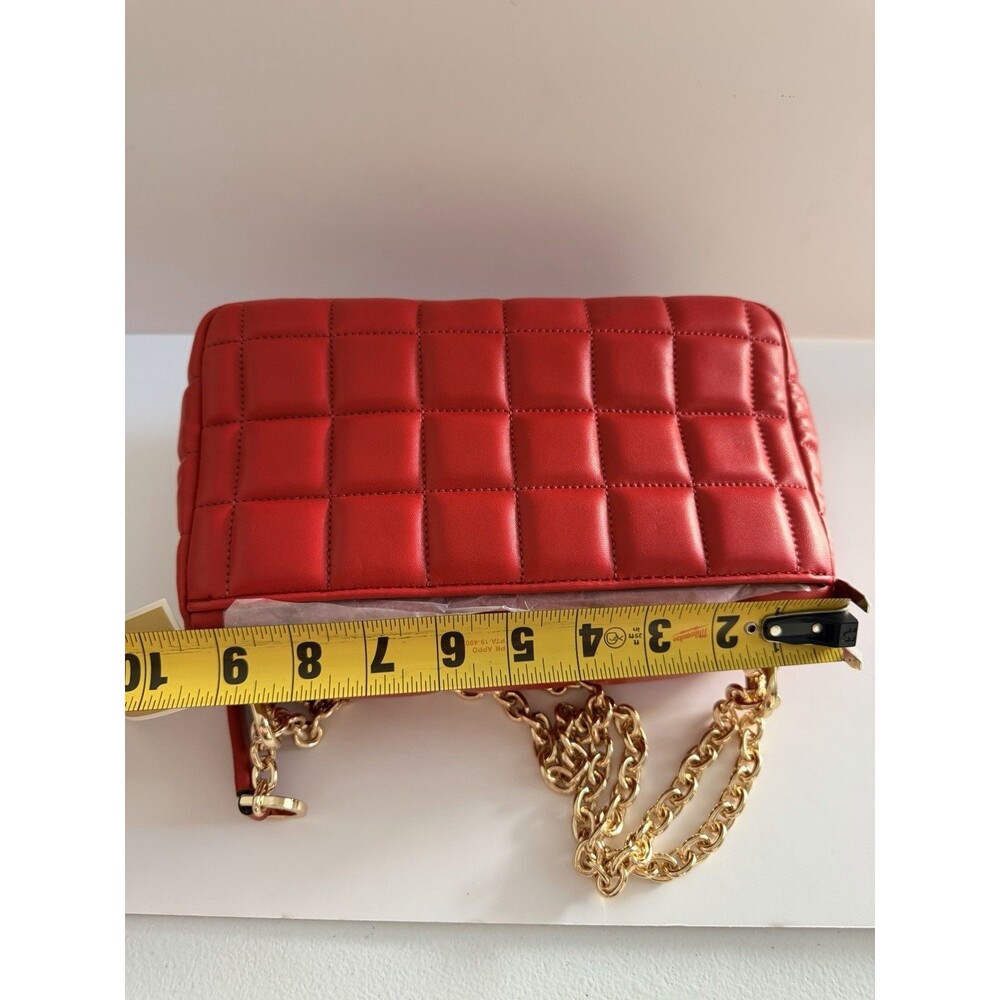 Michael Kors Soho Large Quilted Leather Shoulder Bag Crimson Red Gold Chain NWT - Picture 14 of 15